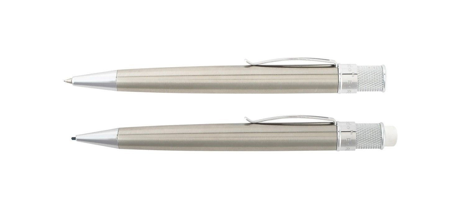 Retro 51 Tornado Classic Rollerball & Propelling Pencil 1.15mm Gift Set - Stainless Steel