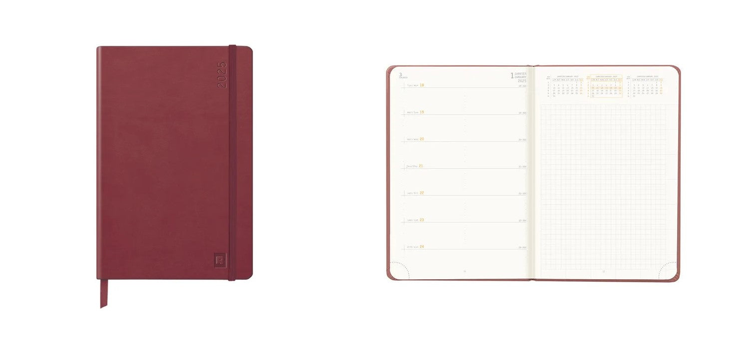 Rhodia 2025 Hard Cover A5 Weekly Horizontal Webplanner - Nacarat