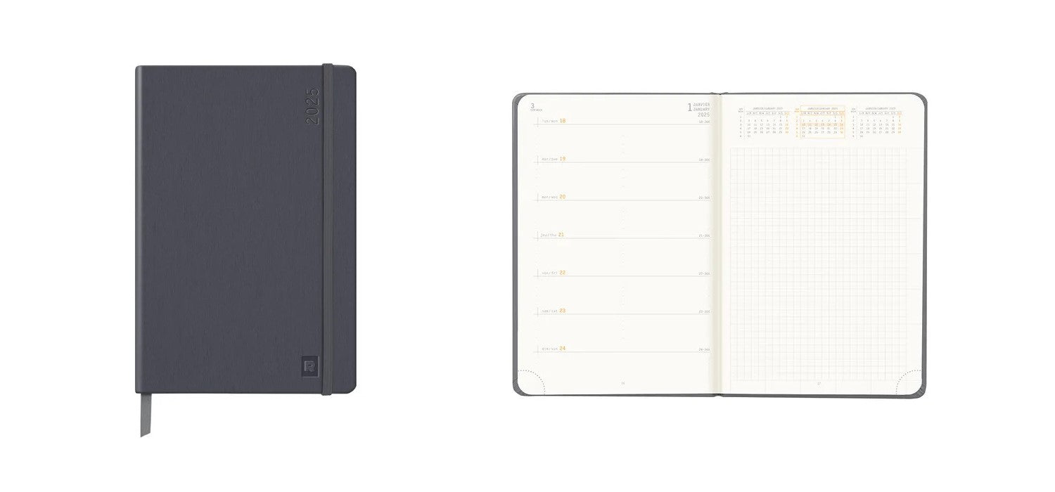 Rhodia 2025 Hard Cover A5 Weekly Horizontal Webplanner - Titanium