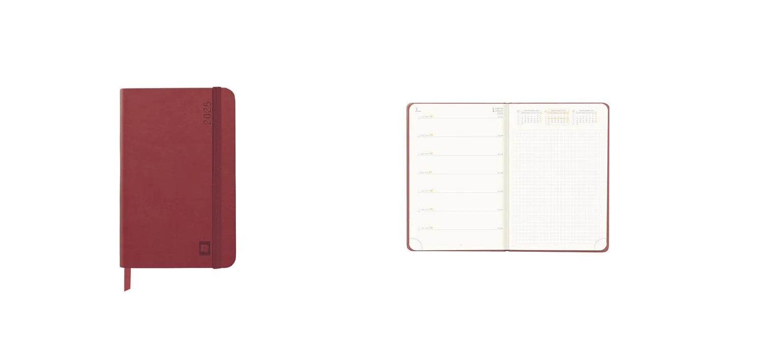 Rhodia 2025 Hard Cover A6 Weekly Horizontal Webplanner - Nacarat