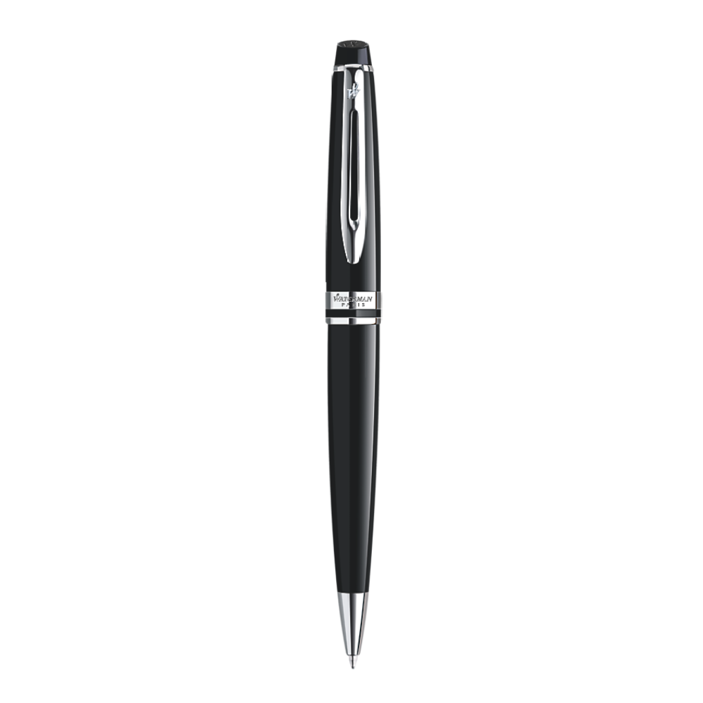Waterman Expert Ballpoint Pen - Black Lacquer / Chrome Trim