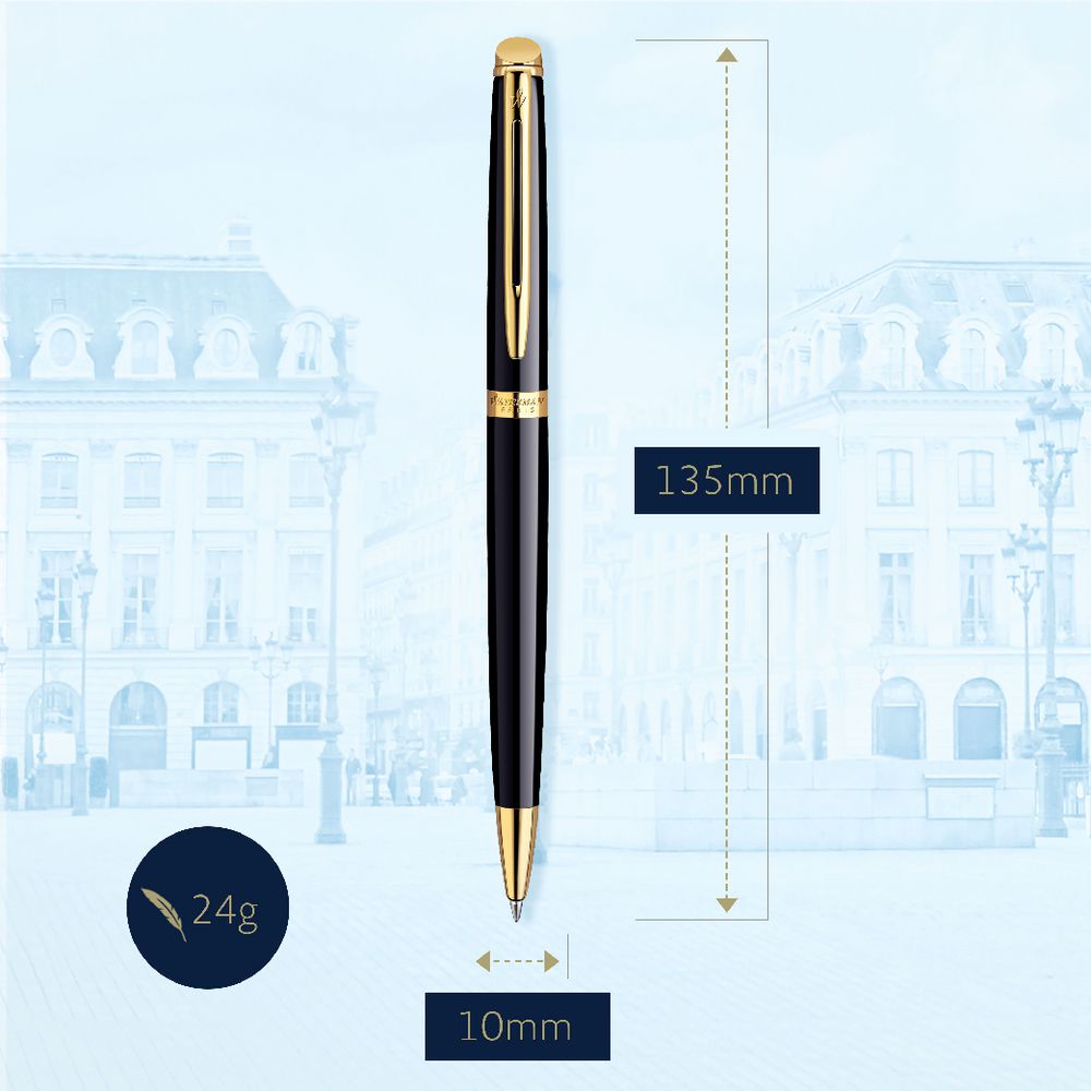 Waterman Hemisphere Ballpoint Pen - Black Lacquer / Gold Trim