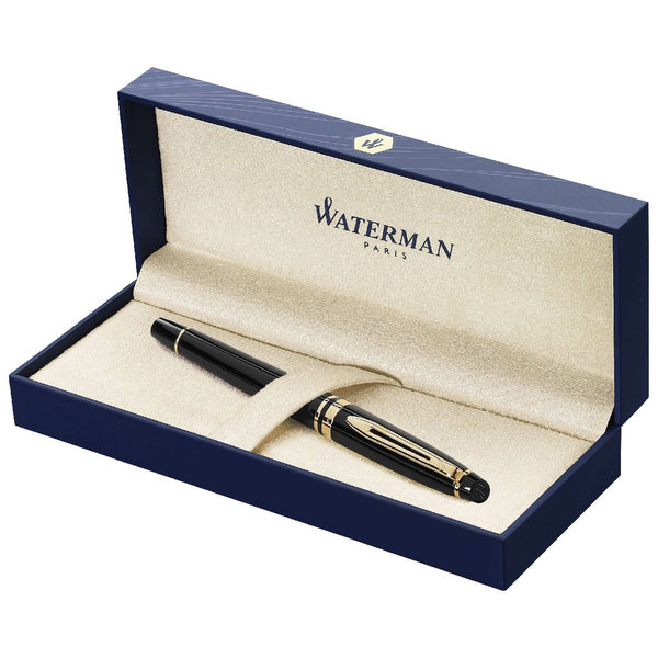 Waterman Expert Fountain Pen - Black Lacquer / Gold Trim - Pen City