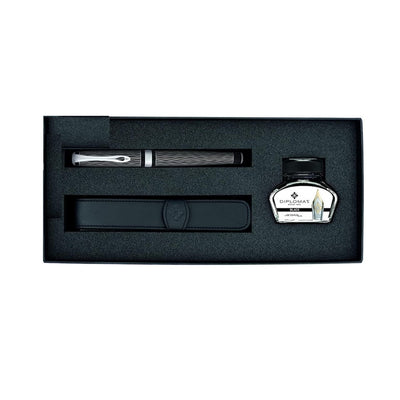 Diplomat Excellence A Plus Fountain Pen, Ink Bottle & Pouch Gift Set - Guilloche Lapis Wave