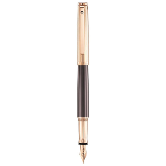 Waldmann Tuscany Fountain Pen - Chocolate Lacquer / Rose Gold Pinstripe
