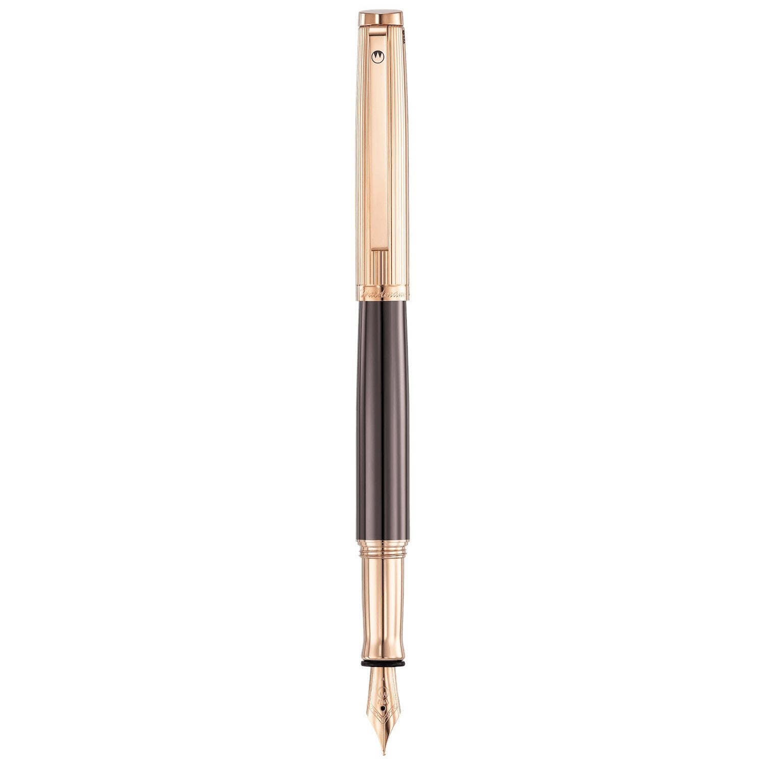 Waldmann Tuscany Fountain Pen - Chocolate Lacquer / Rose Gold Pinstripe