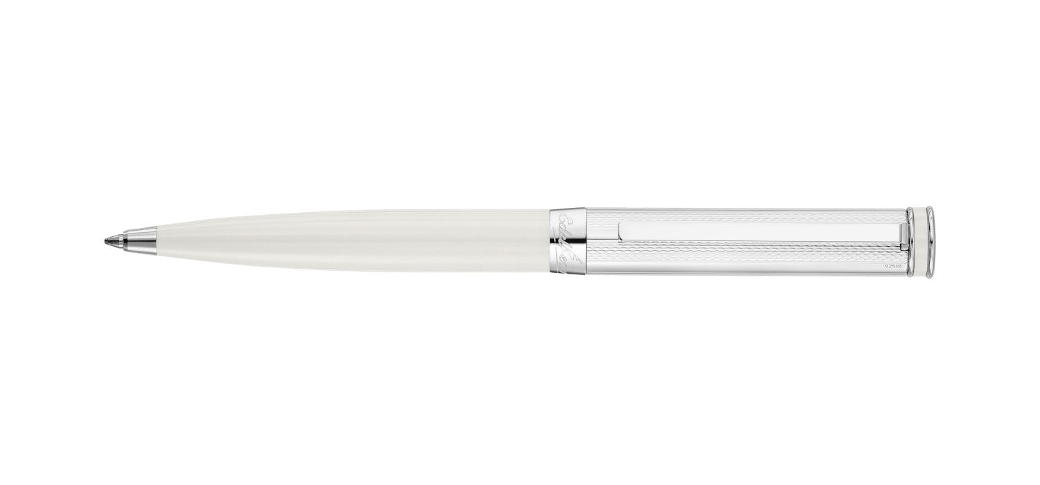 Waldmann Edelfeder Ballpoint Pen - White Lacquer / Barleycorn Sterling Silver