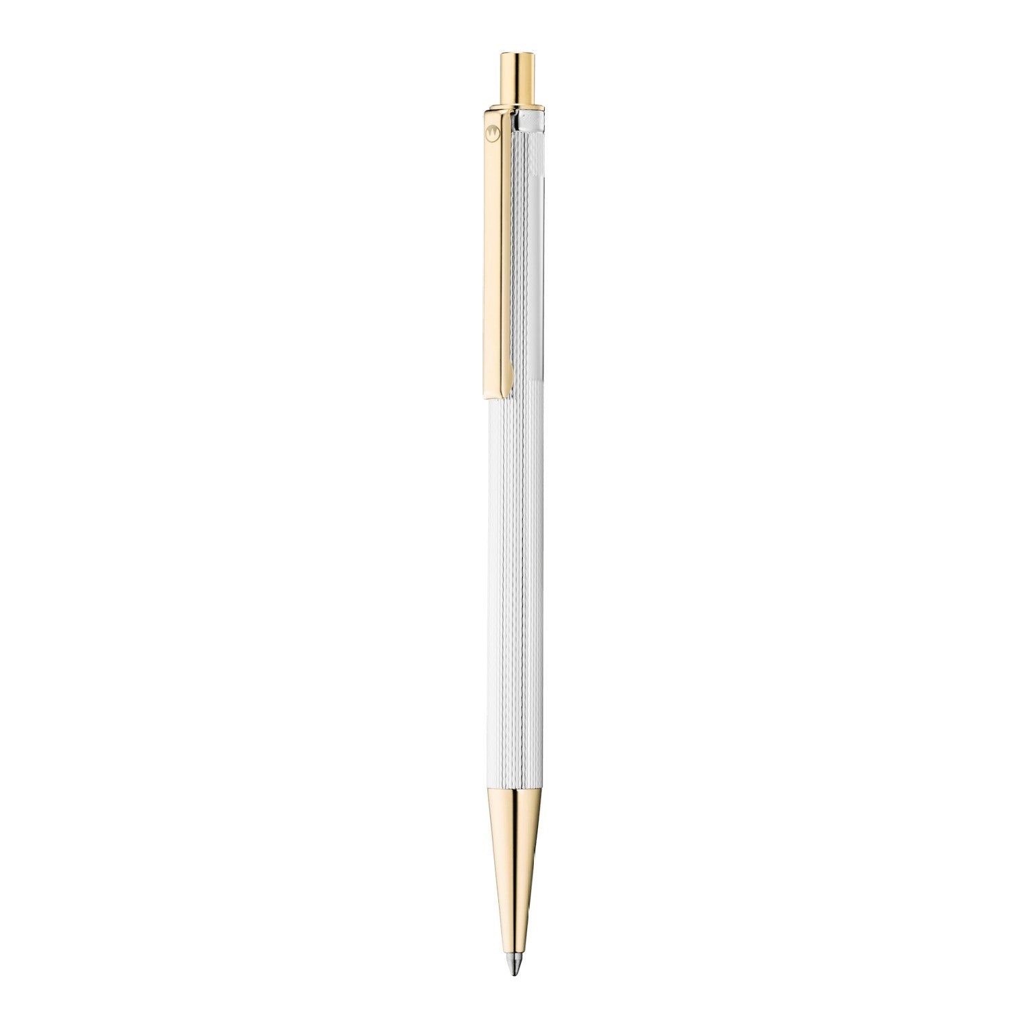Waldmann Eco Barleycorn Ballpoint Pen - Sterling Silver / Gold Trim