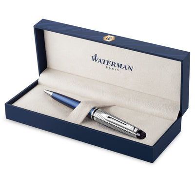 Waterman Expert Deluxe Ballpoint Pen - Metallic Blue / Chrome Trim