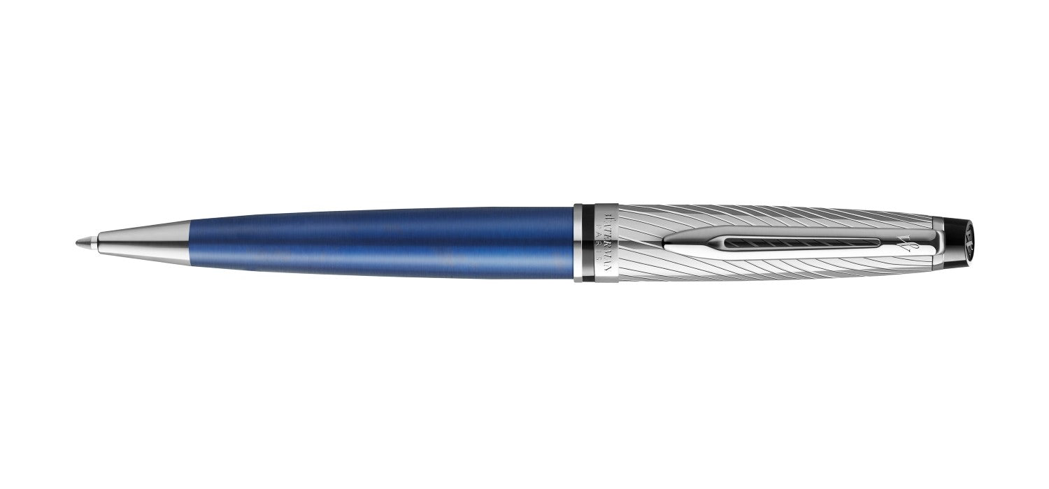 Waterman Expert Deluxe Ballpoint Pen - Metallic Blue / Chrome Trim