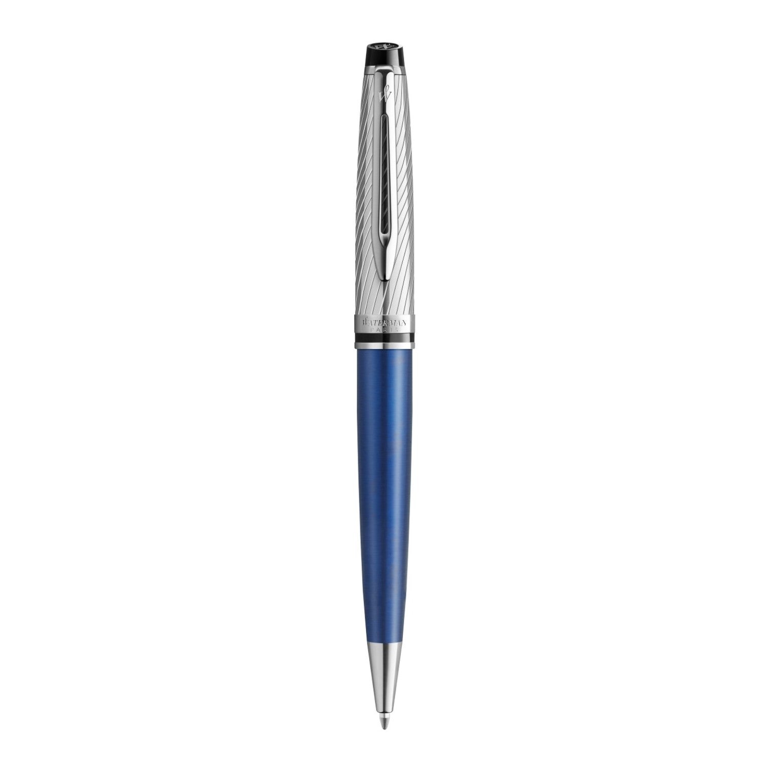 Waterman Expert Deluxe Ballpoint Pen - Metallic Blue / Chrome Trim