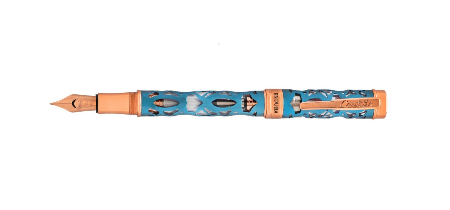 Conklin Endura Deco Crest Fountain Pen - Rose Gold / Turquoise