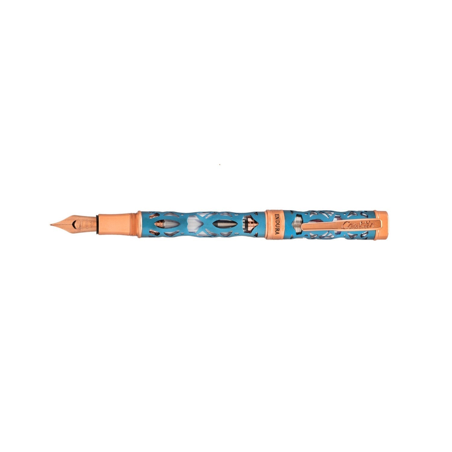 Conklin Endura Deco Crest Fountain Pen - Rose Gold / Turquoise