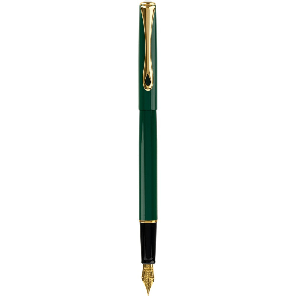 Diplomat Traveller Fountain Pen - Dark Green Lacquer / Gold Trim