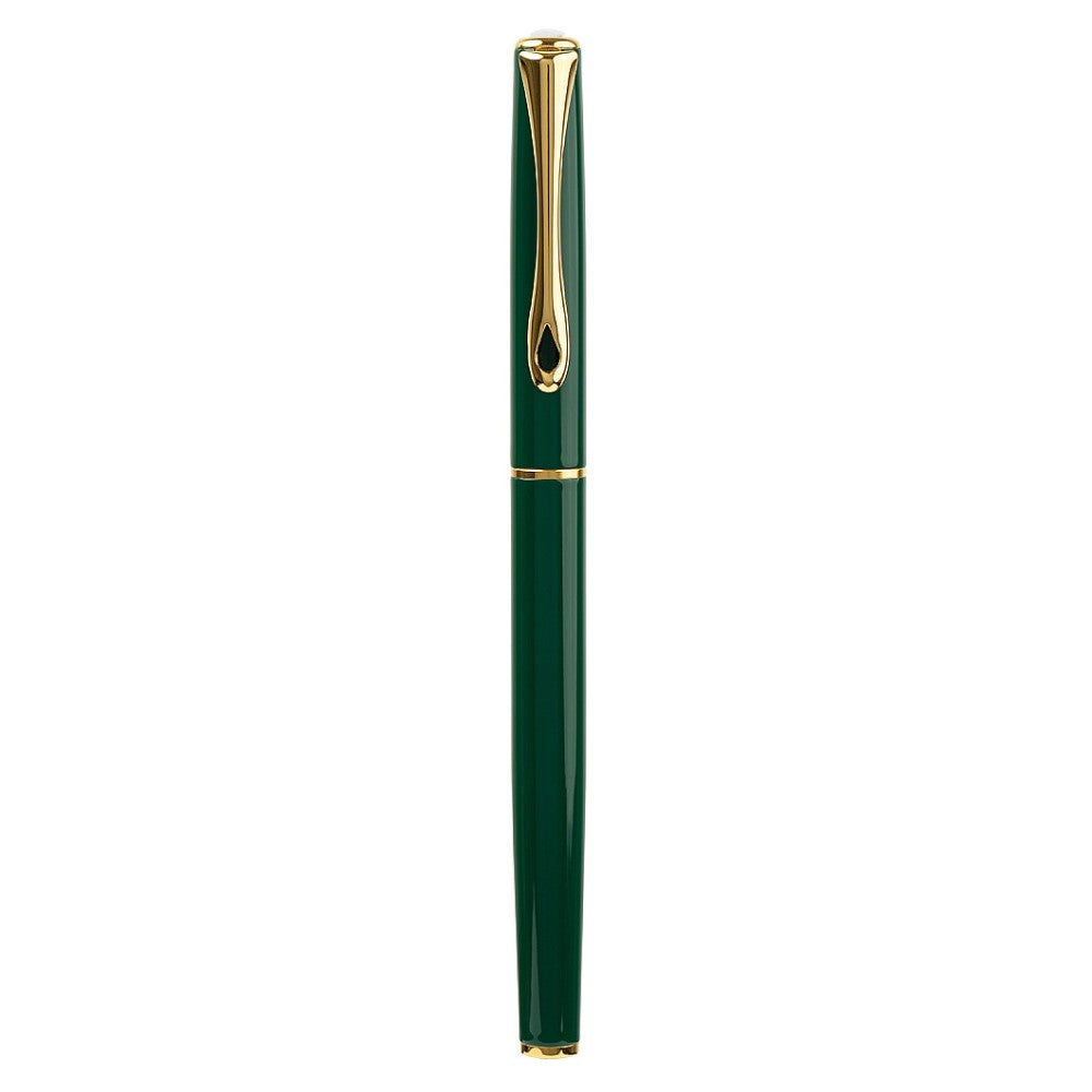 Diplomat Traveller Fountain Pen - Dark Green Lacquer / Gold Trim