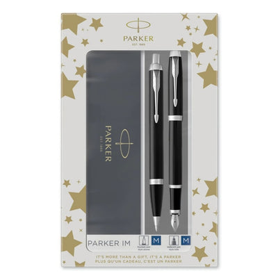 Parker IM Fountain Pen and Ballpoint Pen Set - Black / Chrome Trim