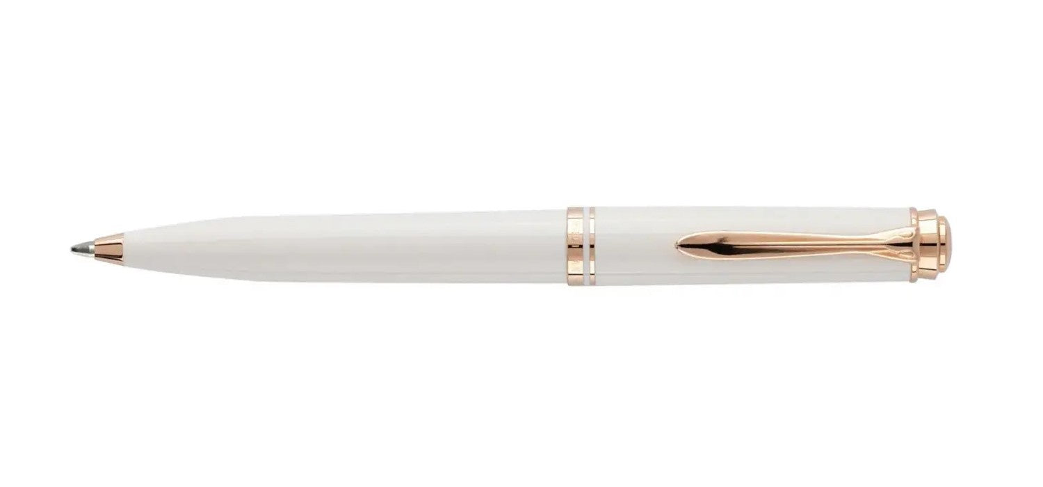 Pelikan Souveran K 600 Ballpoint Pen - White / Rose Gold Trim - Special Edition