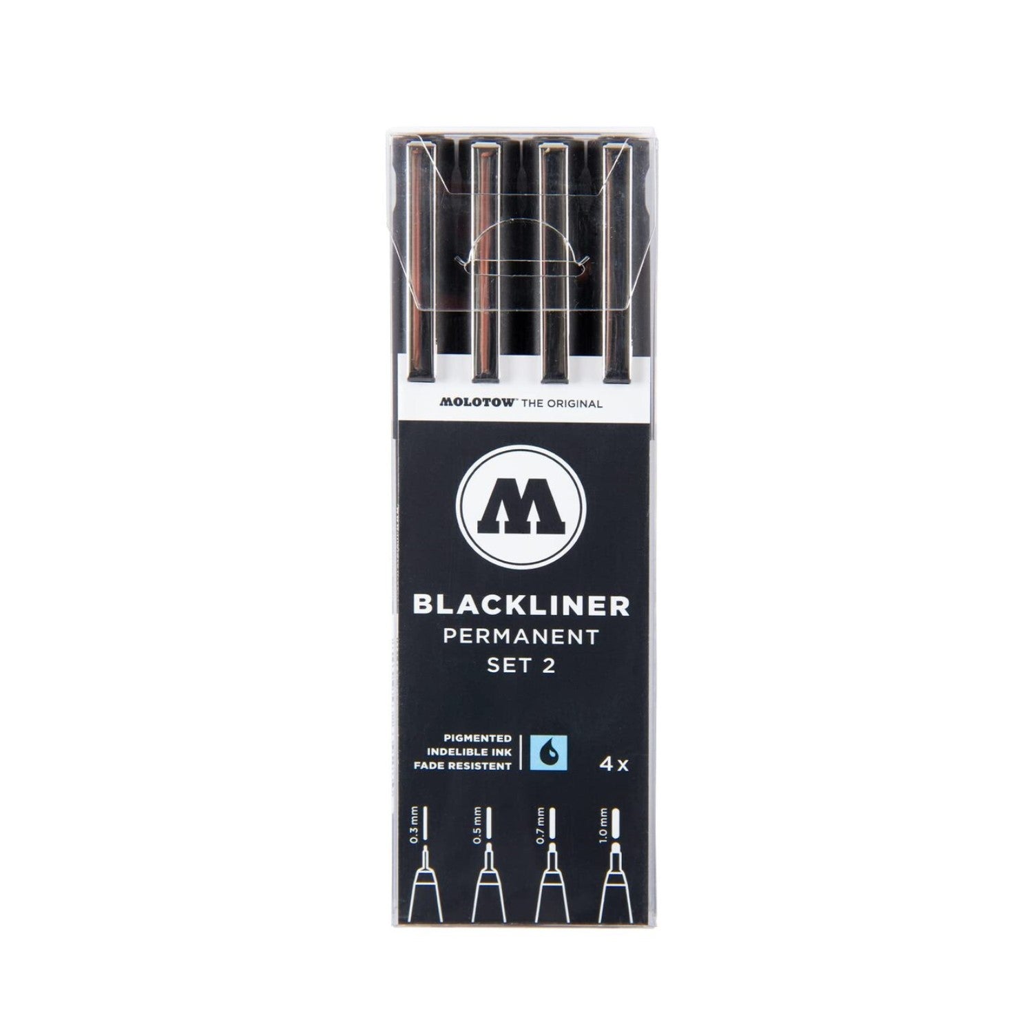 Molotow Blackliner Pigmnet Marker #2 Set of 4 - Black