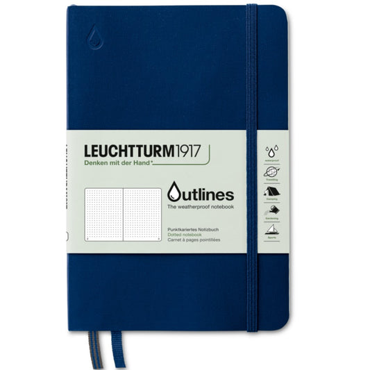 Leuchtturm 1917 Outlines Notebook Weatherproof B6 Dot Grid - Navy Blue