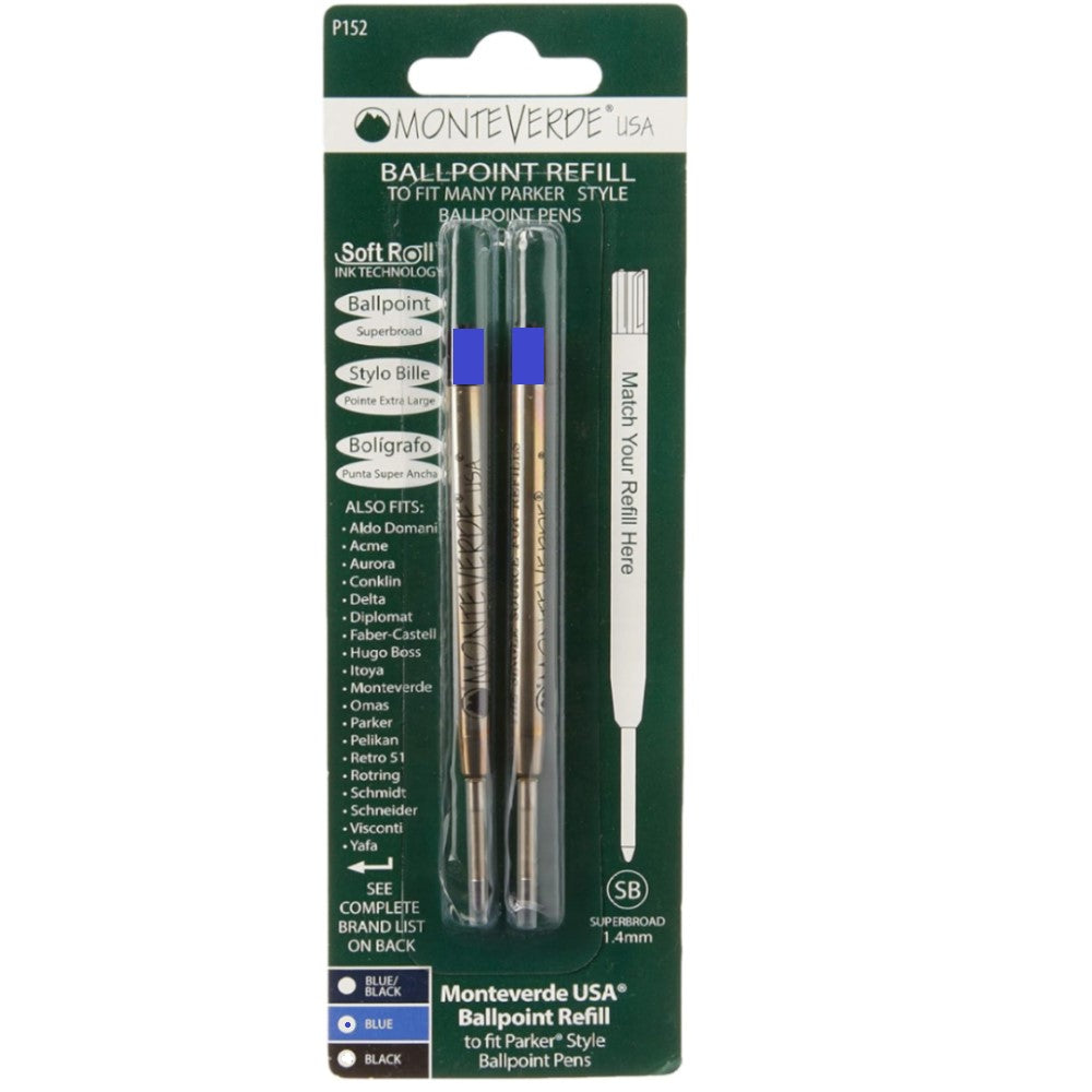 Monteverde G2 (Parker Style) Ballpoint Refill P15 - Super Broad Pack - Blue
