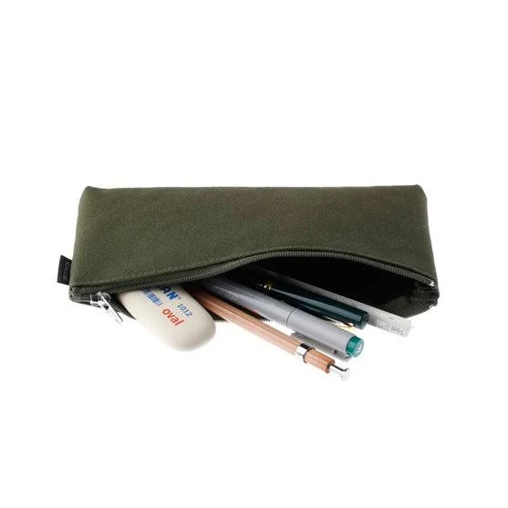 Delfonics "Marek" Canvas Flat Pencil Case - Olive