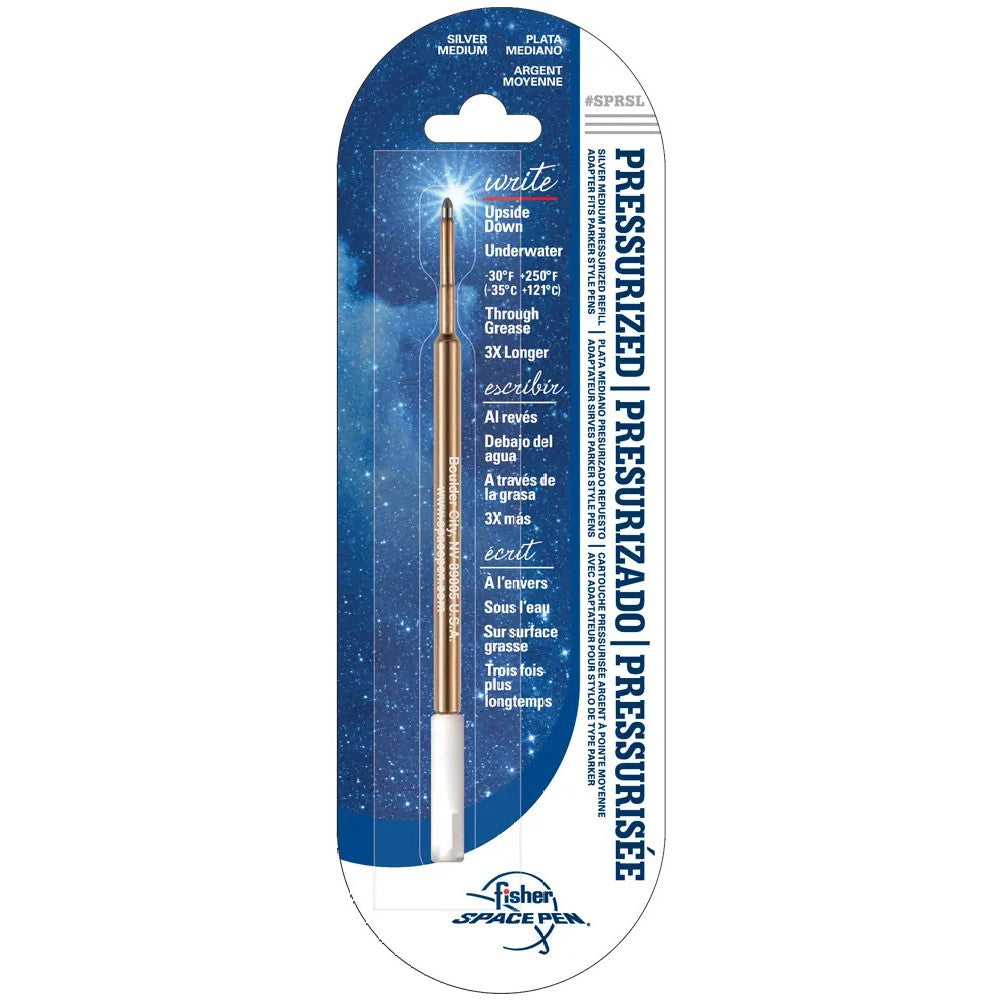 Fisher Space Pen Standard Pressurised Refill (SPR) Ballpoint (with G2 Parker Style adaptor) - Silver