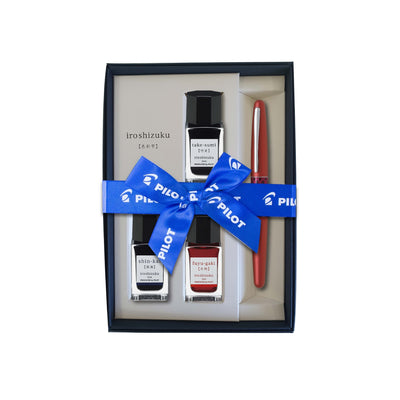 Pilot Metropolitan MR3 Fountain Pen & Iroshizuku Ink Gift Set - Red Wave