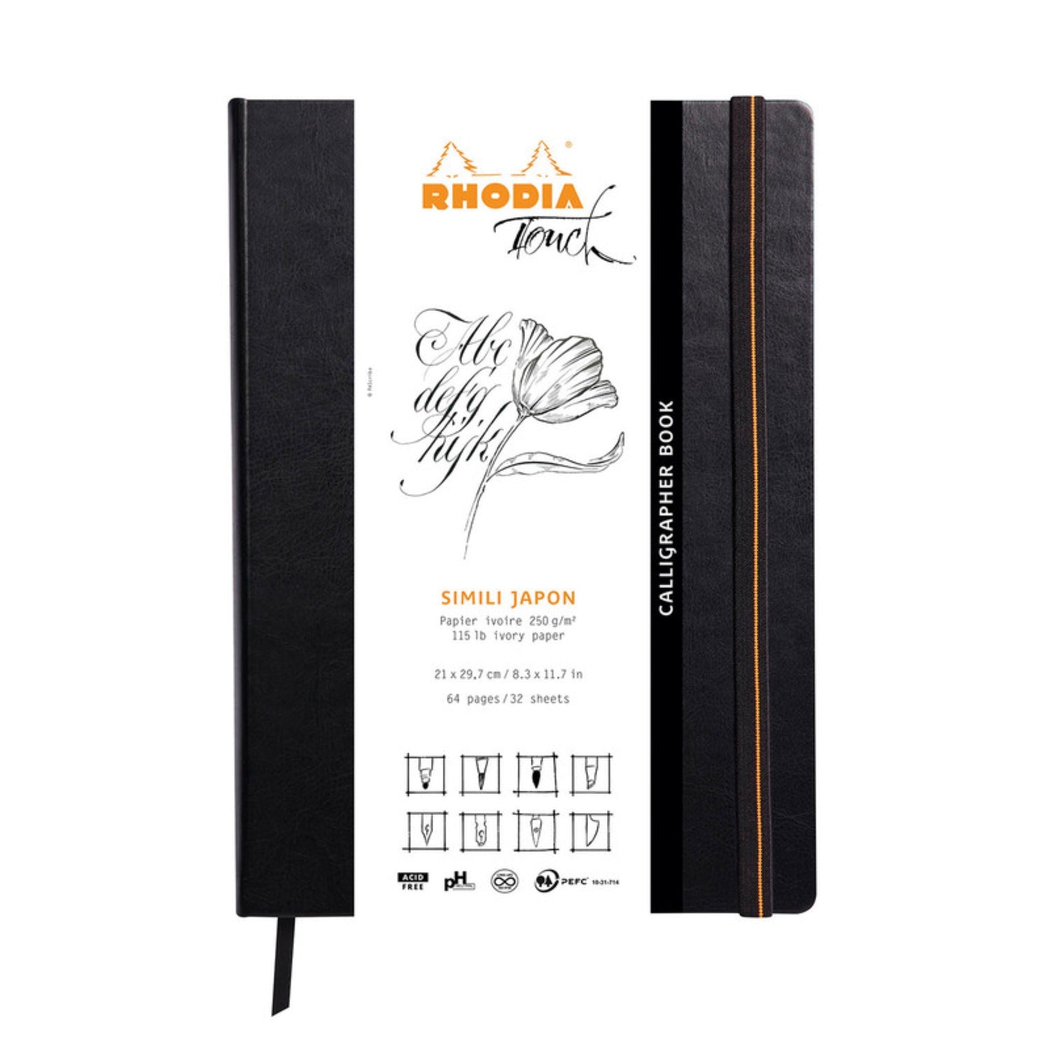 Rhodia Touch Collection Calligrapher Book A4 Portrait Plain - Black