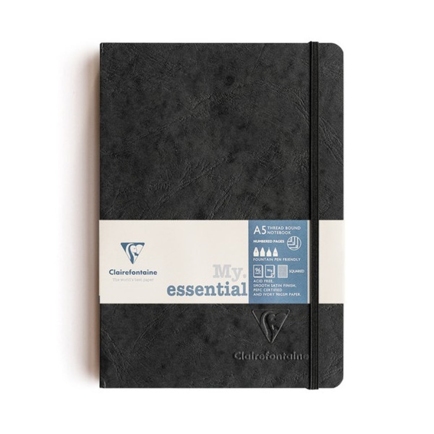 Clairefontaine Essentials Notebook Thread Bound A5 Grid - Black