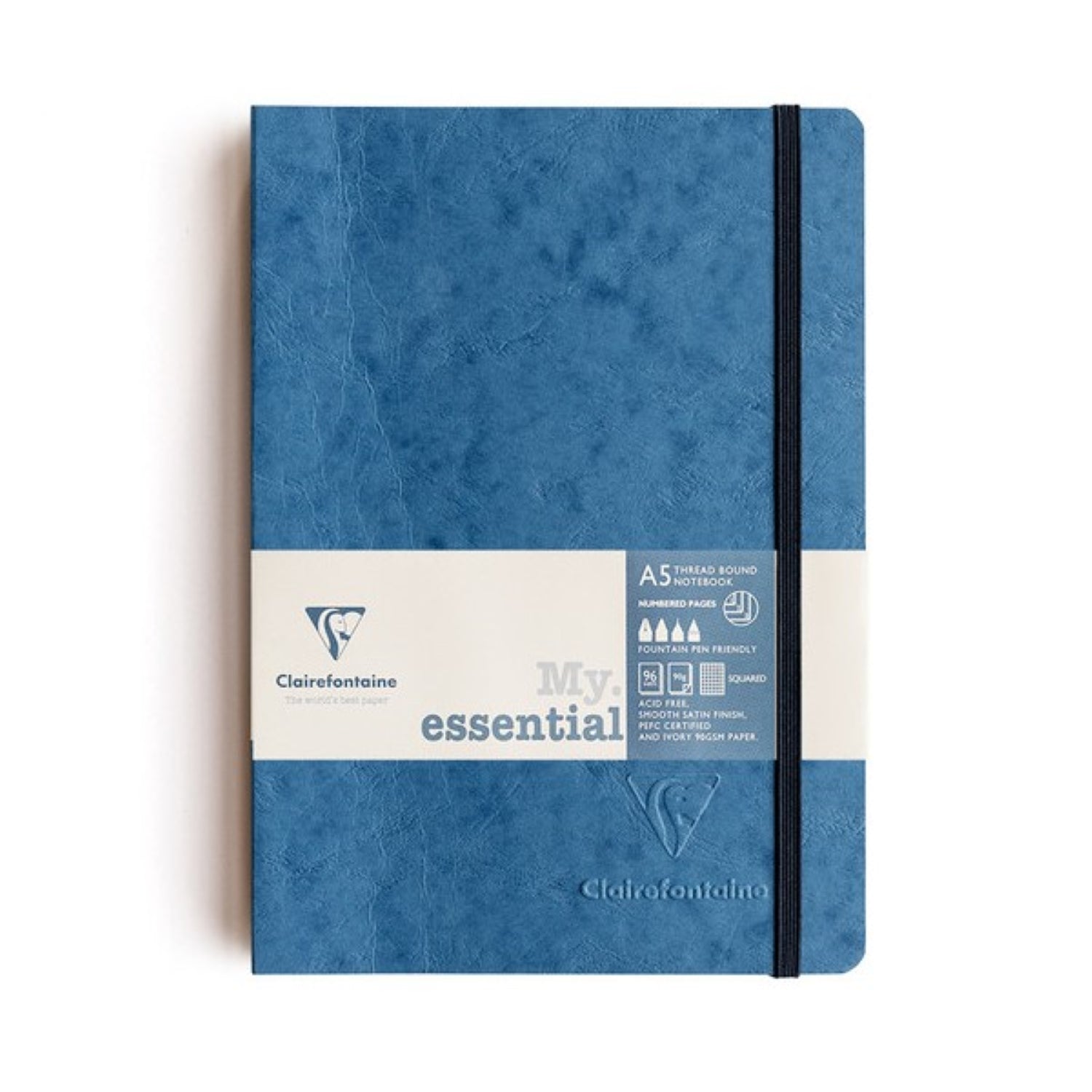 Clairefontaine Essentials Notebook Thread Bound A5 Grid - Blue