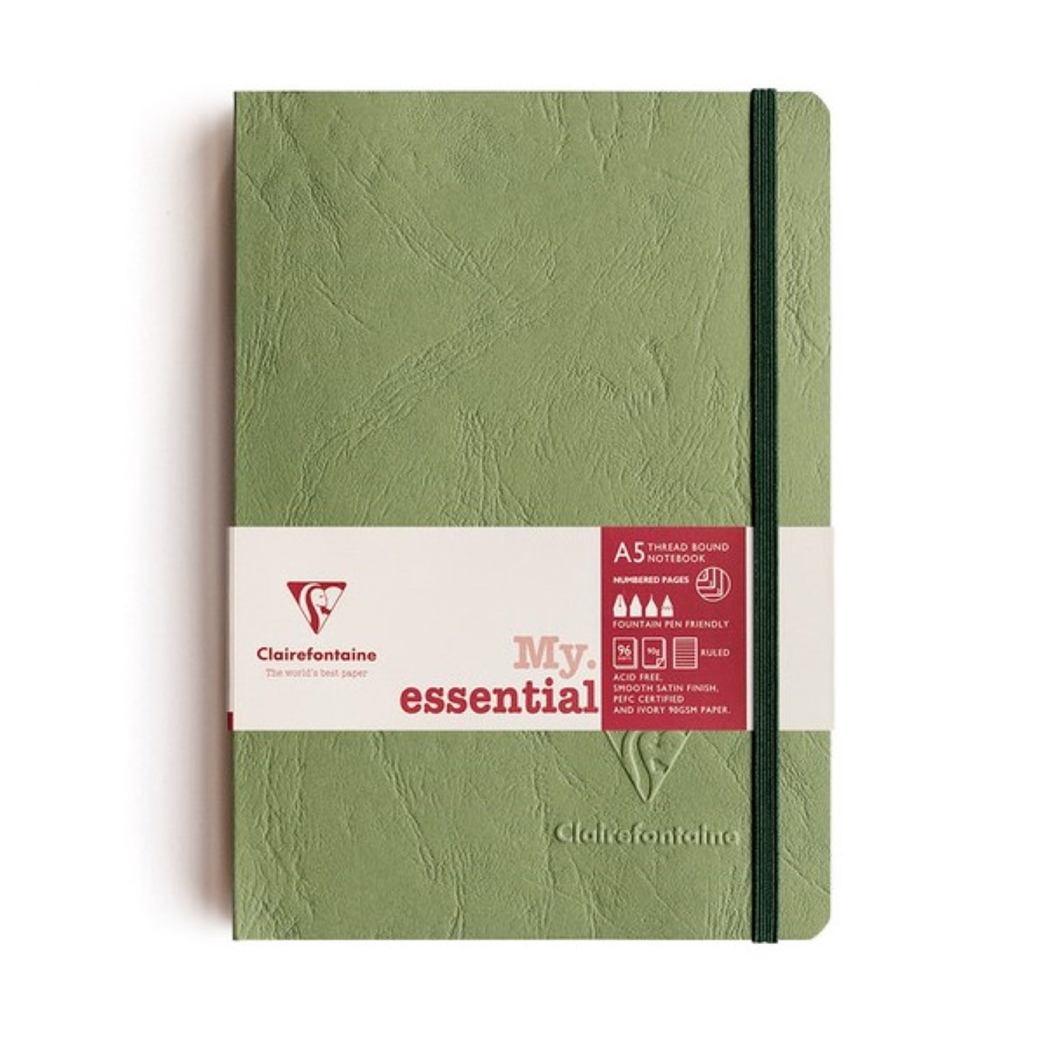 Clairefontaine Essentials Notebook Thread Bound A5 Lined - Green