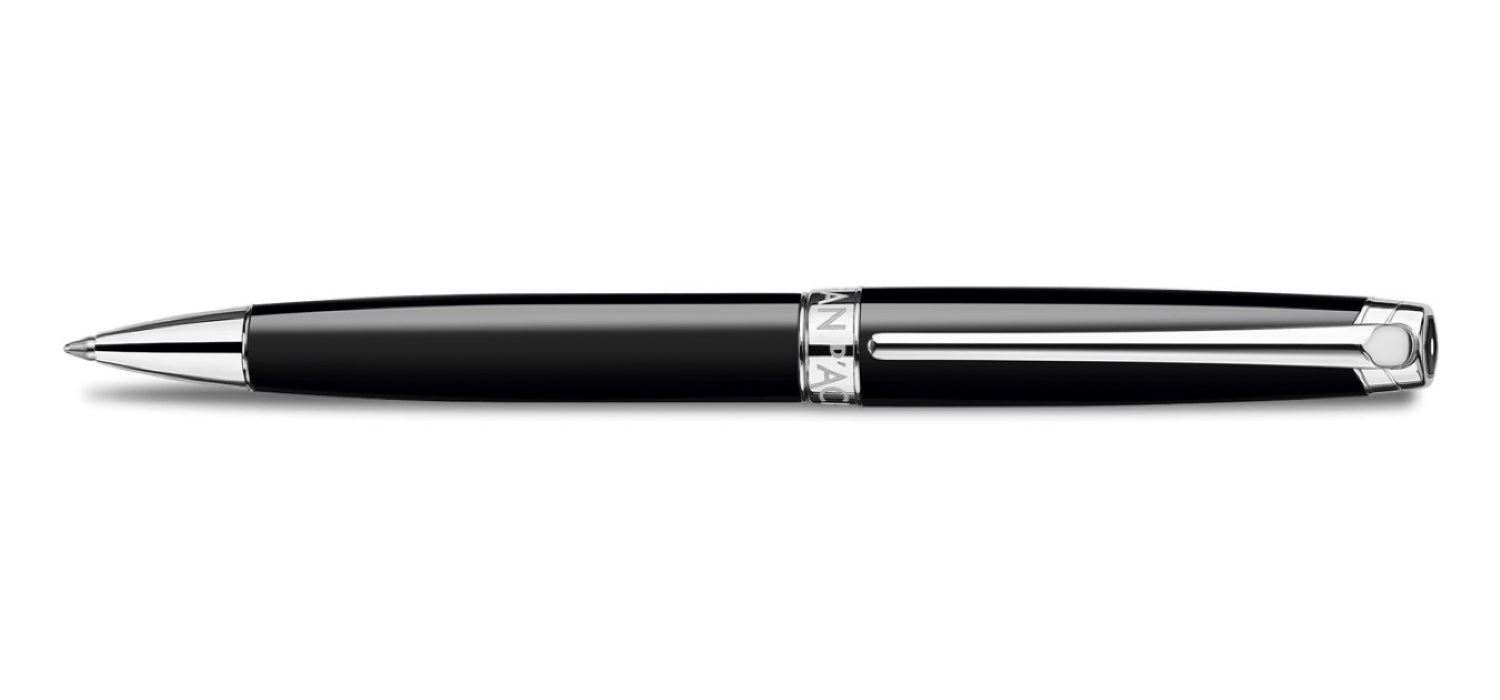 Caran dAche Leman Ballpoint Pen - Ebony Black / Rhodium Trim