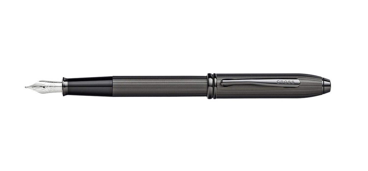 Cross Townsend Fountain Pen - Matte Black PVD with Vertical Engraving