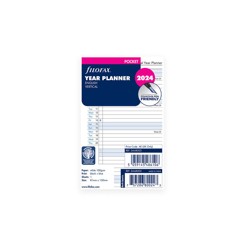 Filofax Refill 2024 Pocket - Vertical Planner