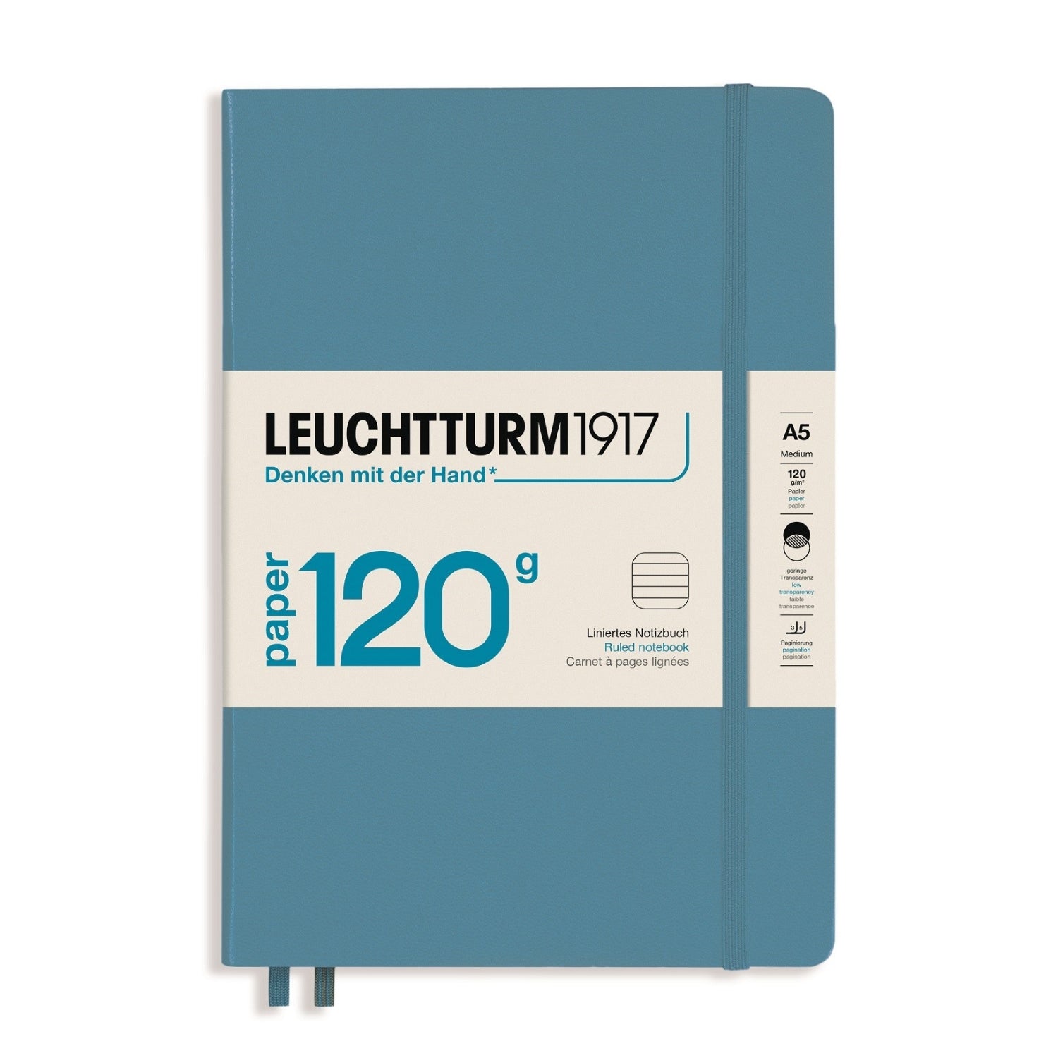 Leuchtturm 1917 Notebook Hard Cover A5 Lined - Nordic Blue - 120g Edition