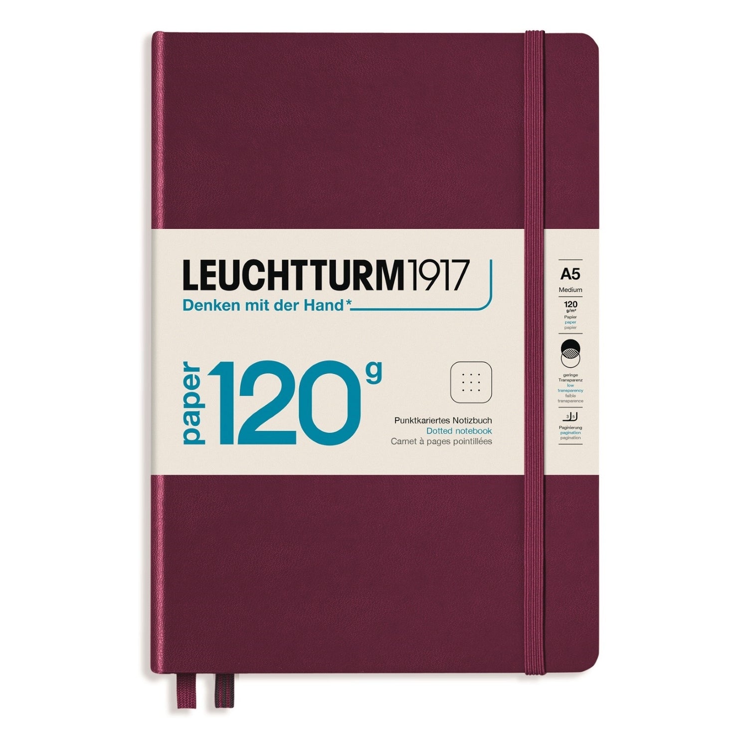 Leuchtturm 1917 Notebook Hard Cover A5 Dot Grid - Port Red - 120g Edition