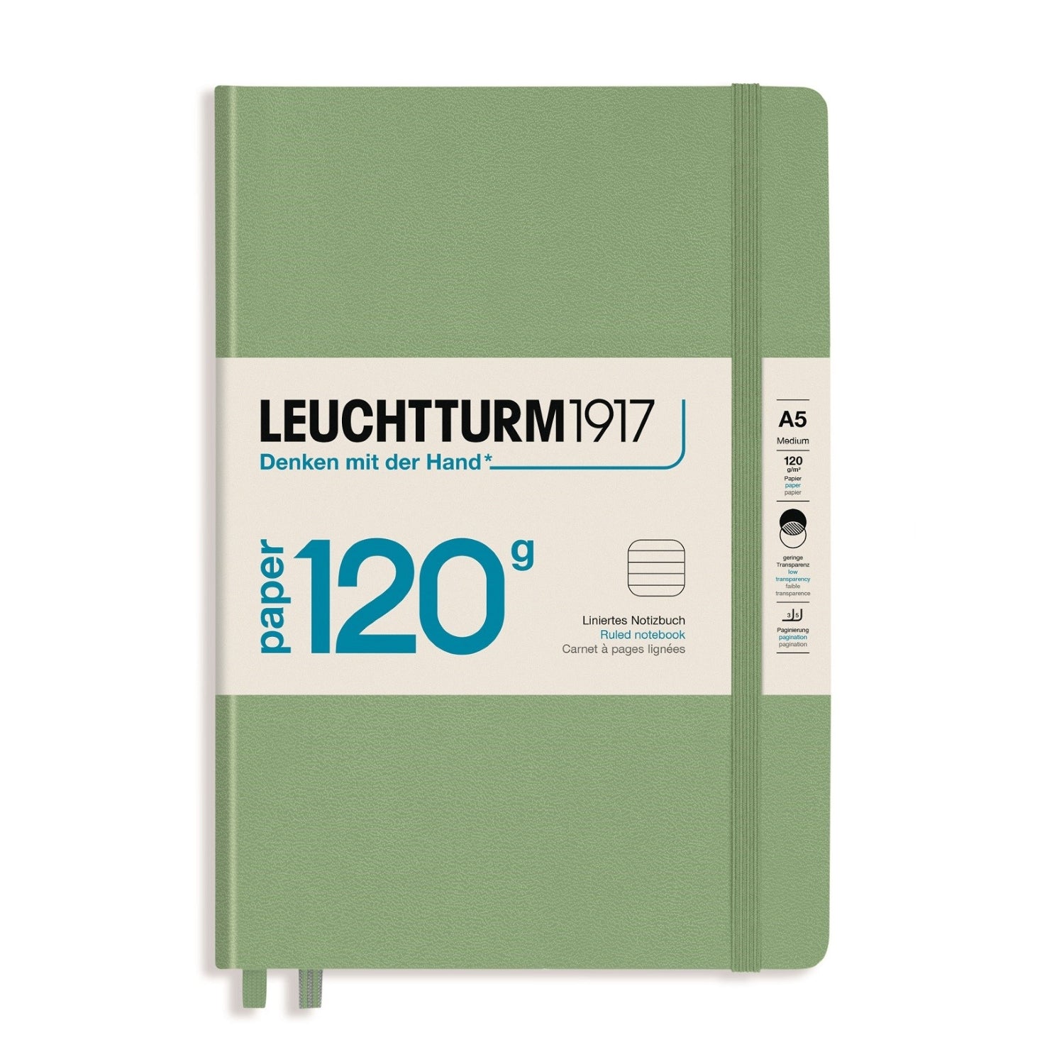 Leuchtturm 1917 Notebook Hard Cover A5 Lined - Sage - 120g Edition