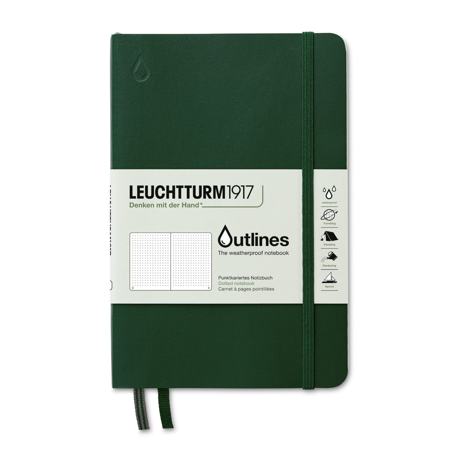 Leuchtturm 1917 Outlines Notebook Weatherproof B6 Dot Grid - Walden Green