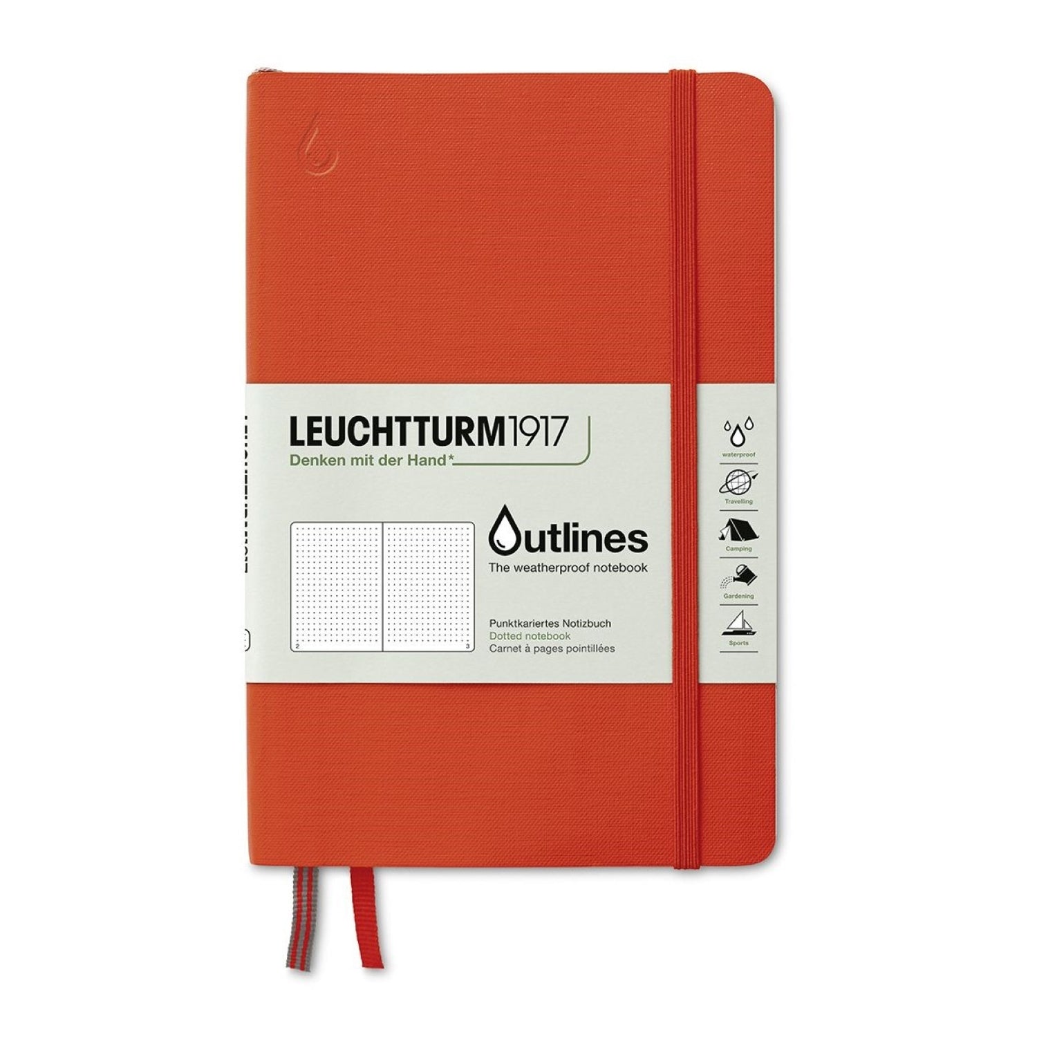 Leuchtturm 1917 Outlines Notebook Weatherproof B6 Dot Grid - Signal Orange