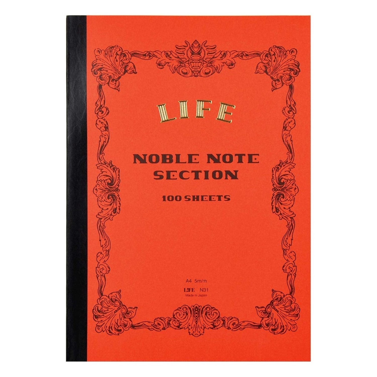 Life Stationery Noble Note Notebook A4 Grid - Orange