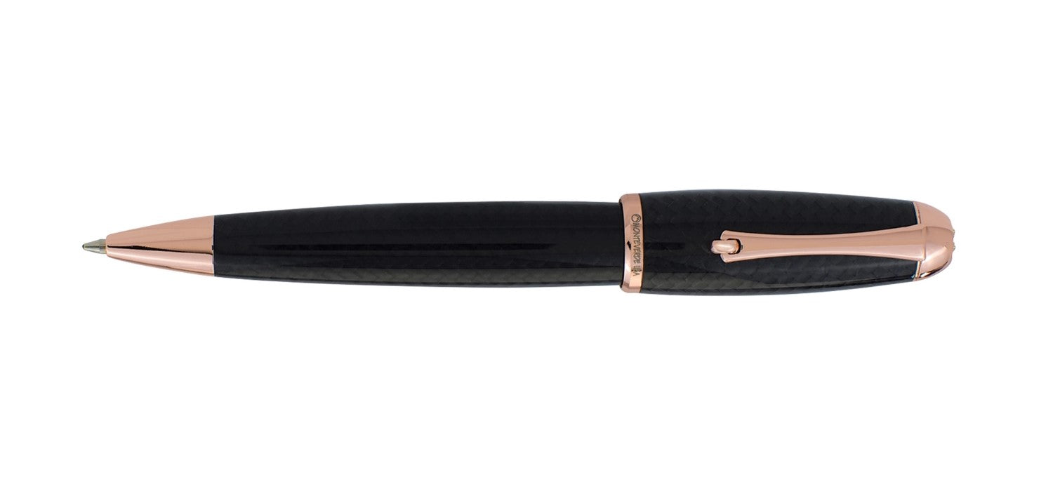Monteverde Super Mega Ballpoint Pen - Carbon / Rose Gold Trim