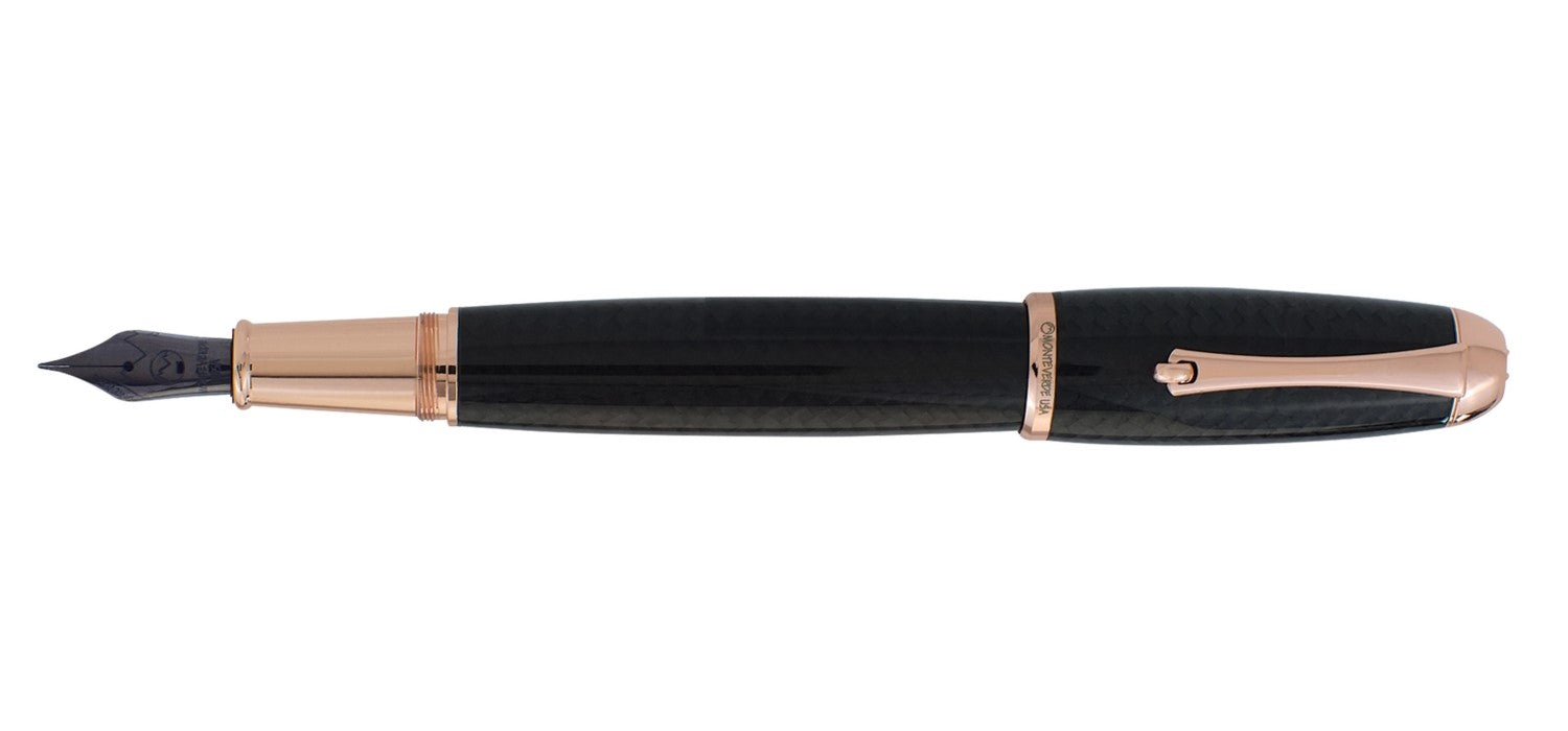 Monteverde Super Mega Fountain Pen - Carbon / Rose Gold Trim
