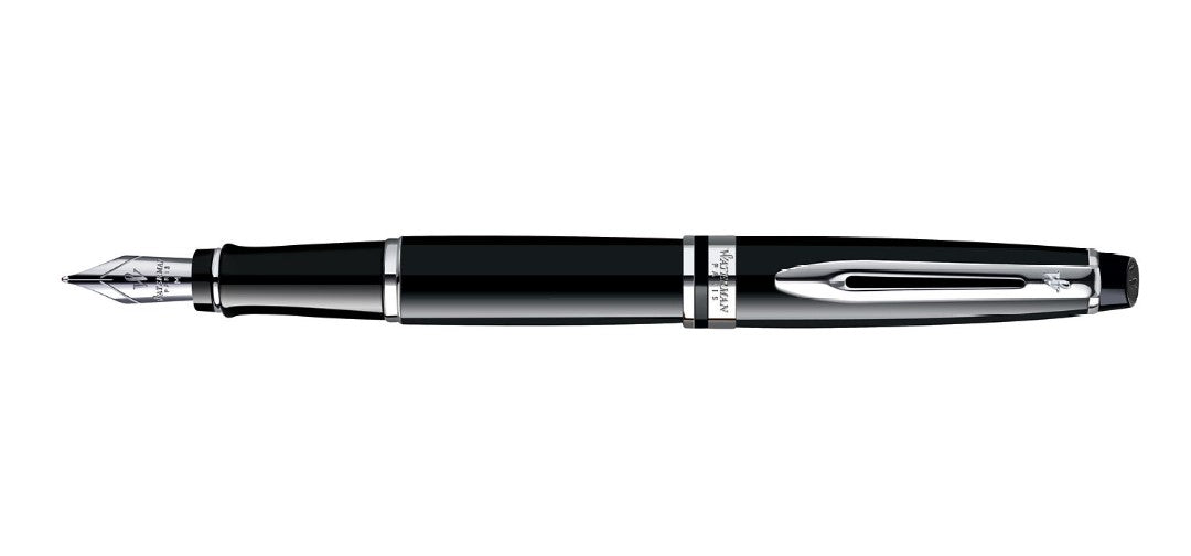 Waterman Expert Fountain Pen - Black Lacquer / Chrome Trim