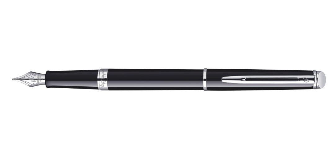 Waterman Hemisphere Fountain Pen - Black Lacquer / Chrome Trim
