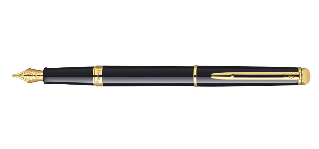 Waterman Hemisphere Fountain Pen - Black Lacquer / Gold Trim