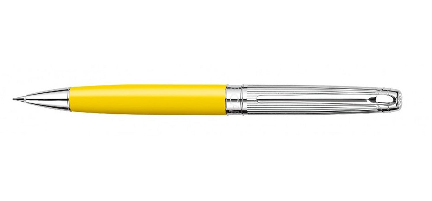 Caran dAche Leman Mechanical Pencil 0.7mm - Bicolour Yellow / Silver Plate / Rhodium Trim