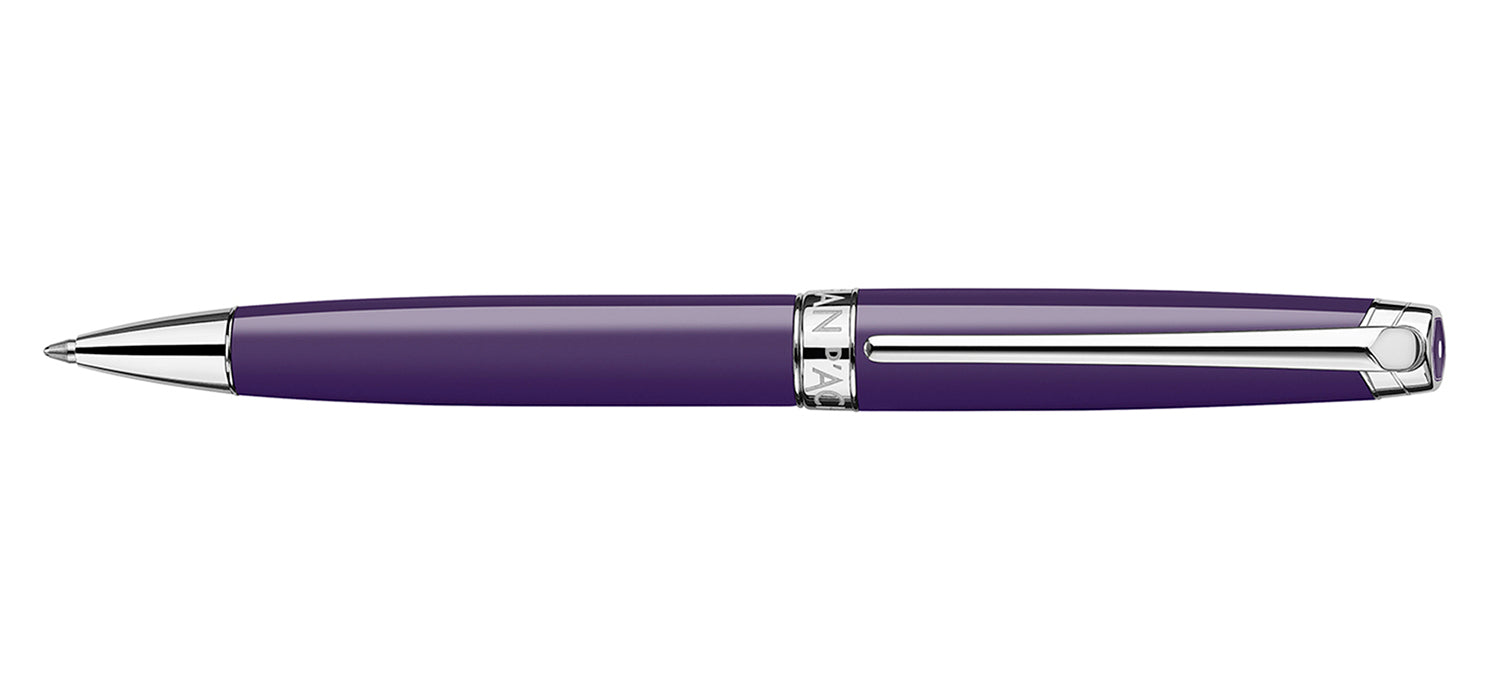 Caran dAche Leman Ballpoint Pen - Lilac / Rhodium Trim